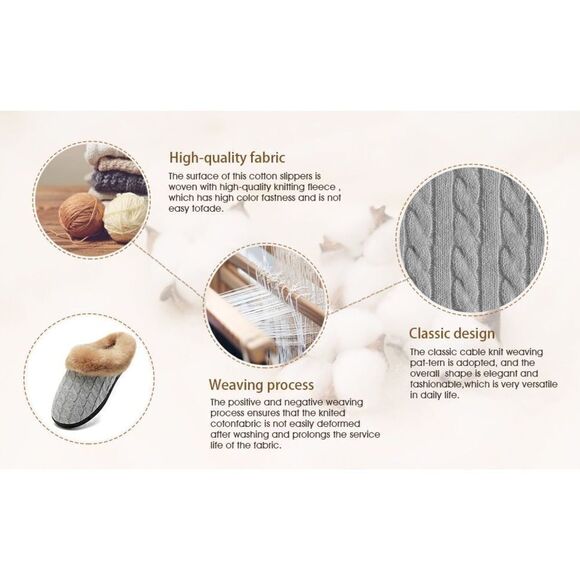 Size 7.5 Memory Foam Slippers Comfort Wool-Like Plush Fleece for Indoor & Outdoo - Picture 8 of 10